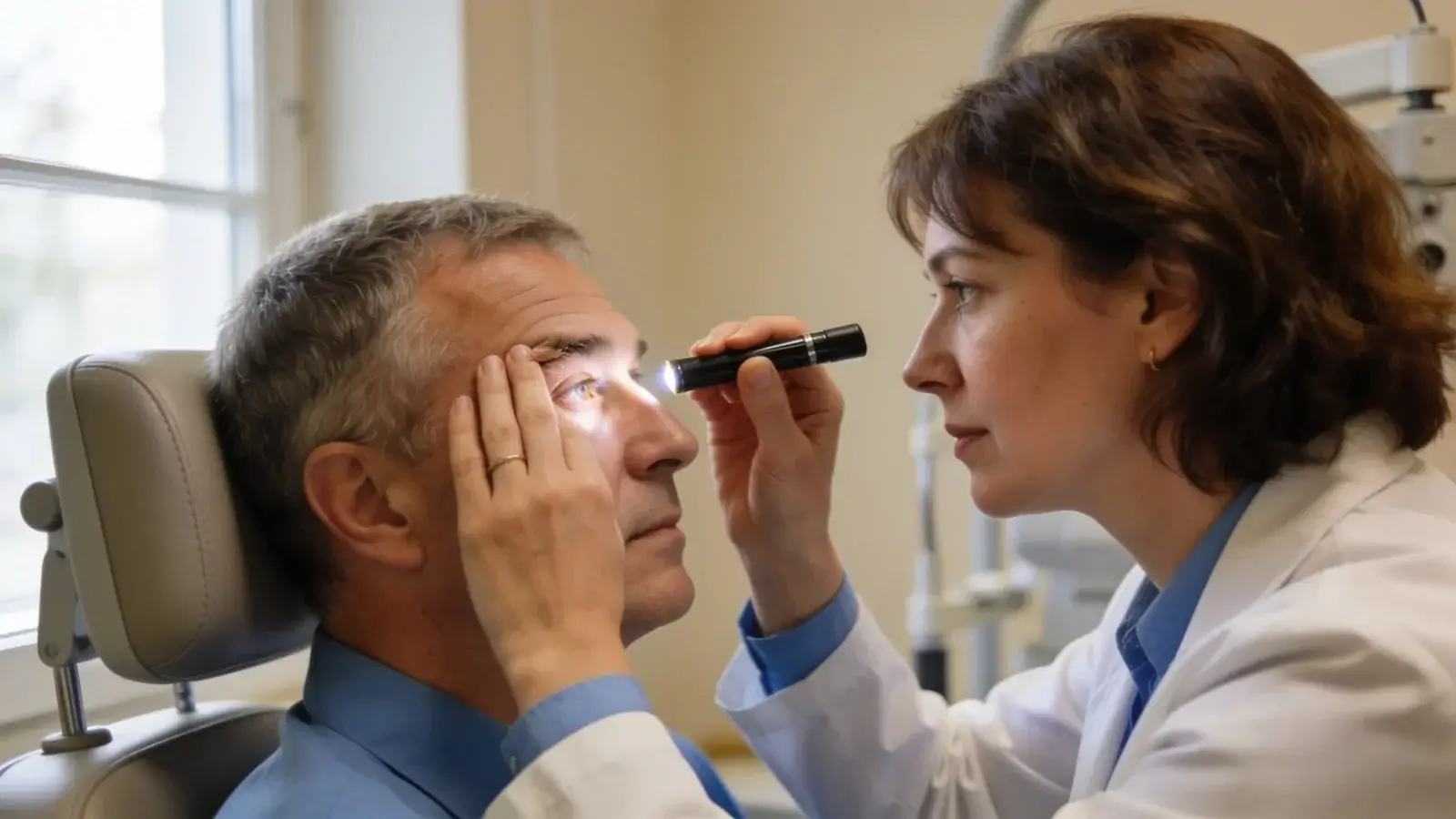 Previsnuté horné viečko pred operáciou blefaroplastiky