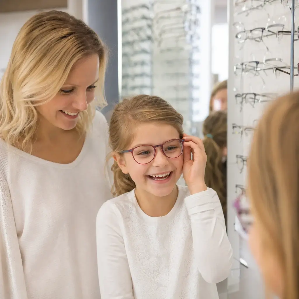 Malé dieťa pri očnom vyšetrení v ordinácii, optometrista testuje jeho zrak
